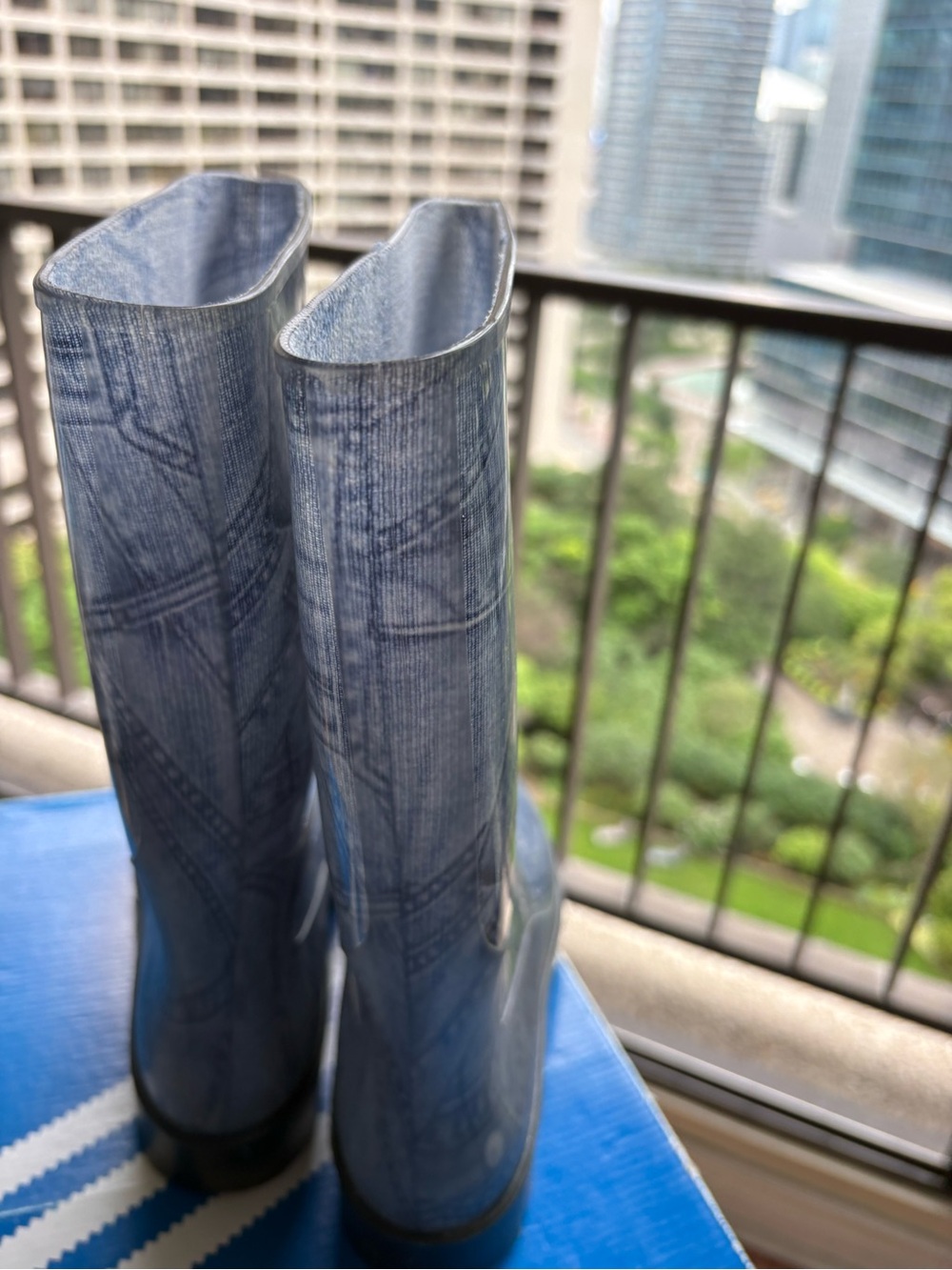 “Denim” rain rubber boots tall size 38 with socks - Picture 3 of 9